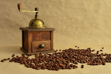 The incredible aroma of coffee, ground by an old coffee grinder, storing old recipes of the Royal...