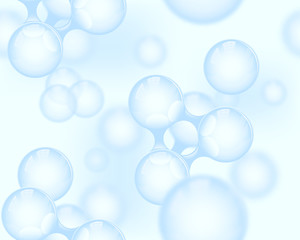 Vector abstract light blue glossy molecule seamless background. Atoms illustration. Medical texture science banner or flyer. Molecular structure 3d spherical particles looks like water or clear air.