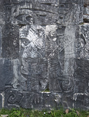 Mexico, Chichen Itz&aacute;, Yucat&aacute;n. Reliefs of Mayan temples of Kukulcan El Castillo 