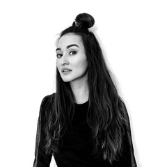 Fototapeta premium Fashion brunette Model with long hair. Samurai style