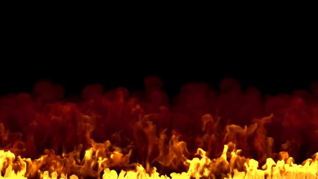 Flammes jaillissantes du sol vers le ciel. Vid&eacute;o 4k. Rendu 3D.
