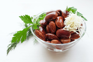 red canned beans with horse-radish and parsley