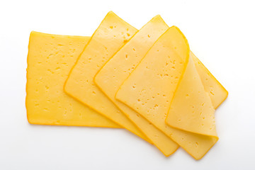 Cheese slice isolated on the white background.