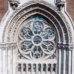 Obraz premium old gothic church close up. church windows