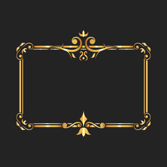 Gold square frame. Vector.