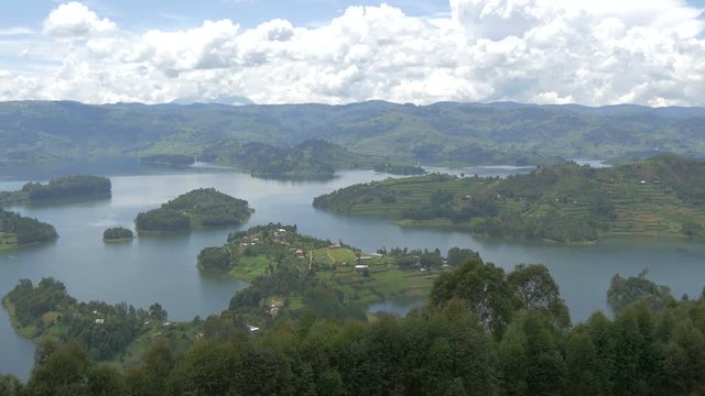 Panoramic view of lake Bunyonyi, Uganda