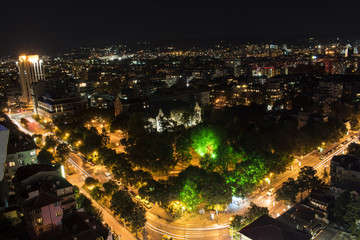 Fototapeta premium Varna city at night. The city has a gold treasure of the Chalcolitha, which is believed to be the world's oldest gold treasure