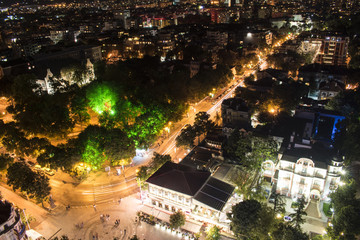Obraz premium Varna city at night. The city has a gold treasure of the Chalcolitha, which is believed to be the world's oldest gold treasure