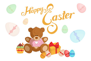 Happy Easter lettering. Christian holiday. Easter text.
