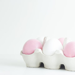 Pink and White Easter Eggs and Egg Stand
