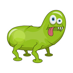 Cartoon virus. Funny micro Virus. Cartoon bacteria character. Vector virus character.