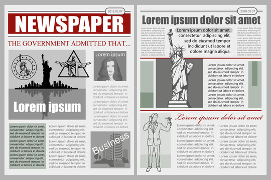 Business Newspaper. Financial Information. Vector newspaper template. Gray newsprint.