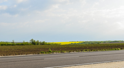 Spring green endless fields near the village of Srebarna which is 15 km away. west of the district town of Silistra, on the western shore of Lake Srebarna and about 1.5 km south of the Danube River.