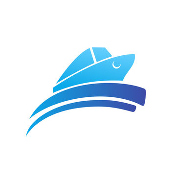 Ocean Ship - sign concept. Sea boat illustration. Vector logo template.