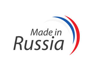 Made in Russia, simple vector symbol with Russian tricolor isolated on white background