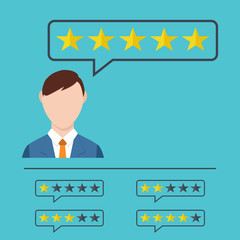 Consumer or customer product rating flat icon for apps and websites