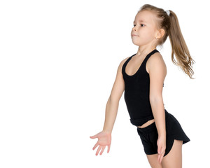 Fototapeta premium The little girl is catching the ball.