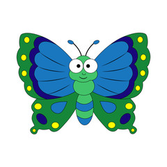 Cute cartoon butterfly. Vector illustration isolated on white ba