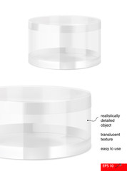 Translucent plastic jar. Vector illustration on transparent background. Layered file, easy to use for food, gifts, candy. EPS10.