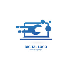 Logo design abstract computer repair vector template.