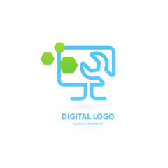 Logo design abstract computer repair vector template.