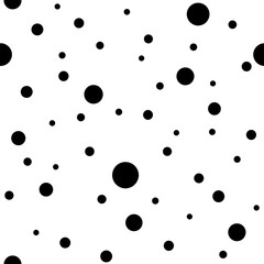 Print with black circles on a white background. Polka dot pattern.