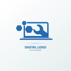 Logo design abstract computer repair vector template.