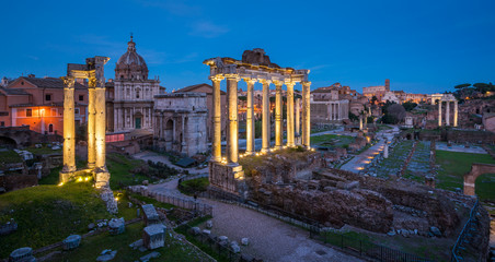 Obraz na płótnie Canvas Roman Forum at sunset as seen from the Campidoglio Hill.