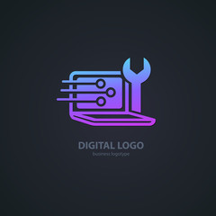 Logo design abstract computer repair vector template.