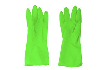 household rubber gloves on a white background