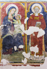 Obraz na płótnie Canvas Anonymous frescoes of Santo Stefano Church, Soleto, Italy frescoes of Santo Stefano Church, Soleto, Italy
