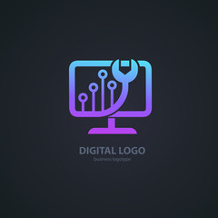 Logo design abstract computer repair vector template.