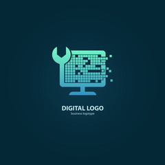 Logo design abstract computer repair vector template.