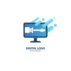 Logo design abstract computer repair vector template.