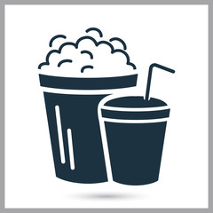 Popcorn and drink glass simple icon