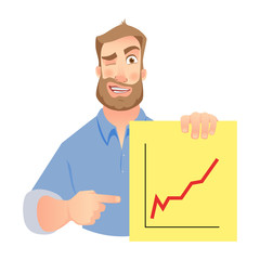 man holding graphs