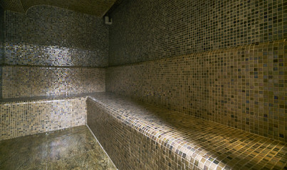 Interior of luxury turkish bath hammam. Traditional Turkish bathroom. Classic Turkish sauna hammam - obrazy, fototapety, plakaty