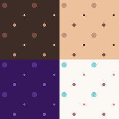 Dots in diagonal lines, seamless geometric vector pattern in four color schemes - 197940563