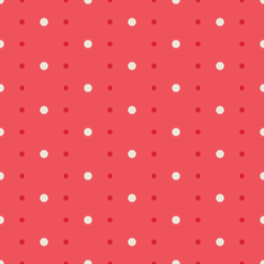 Polka dot seamless vector pattern, white circles on red background - 197940586