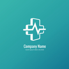 Obraz premium Logo design abstract medical vector template. Illustration design of logotype cross health symbol, people care sign.