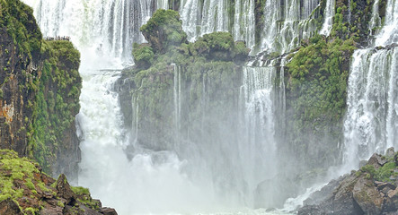 The Waterfall cascade San Marti in Iguasu river Prana / Observation deck at the waterfall of San Martí n Iguasu