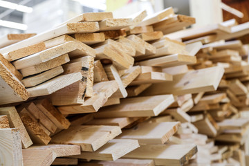 image of stacks of lumber . Horizontal shot.