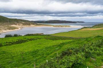 Fototapeta na wymiar Cloudy seascape in Scotland north coast between Durness and Thurso, Britain