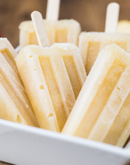 Fresh made Apple Popsicles (selective focus)