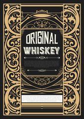 Whiskey label with old ornaments.