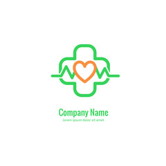 Logo design abstract medical vector template. Illustration design of logotype cross health symbol, people care sign.