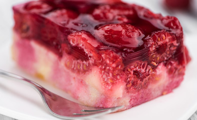 Piece of Raspberry Cake (selective focus)