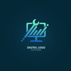Logo design abstract computer repair vector template.