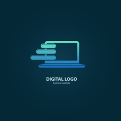 Vector stock logo, abstract digital technology vector template.