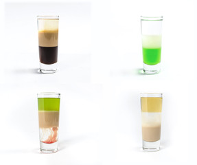 Alcohol shot cocktail  white background